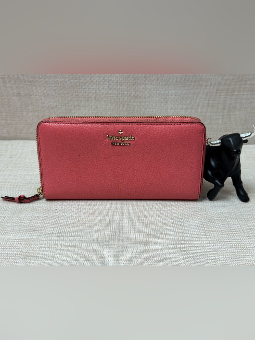kate spade Coral Zip Around Wallet in Bright Coral